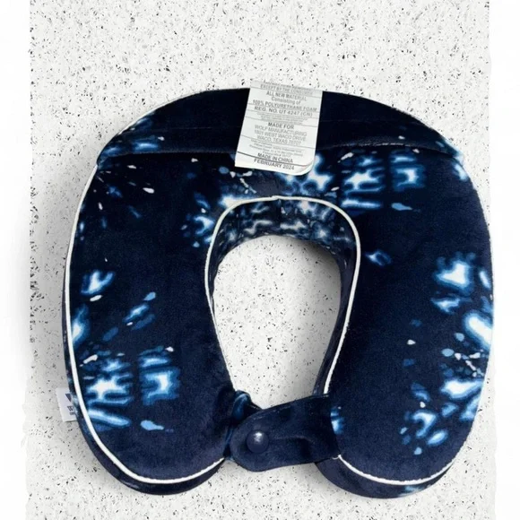 Essentials Blue and White Tie-Dye Travel Neck Pillow by Wolf - Picture 2 of 3